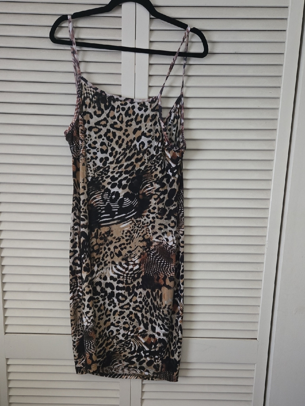 SHEIN Leopard Print Midi Slip Dress in Tan and Black